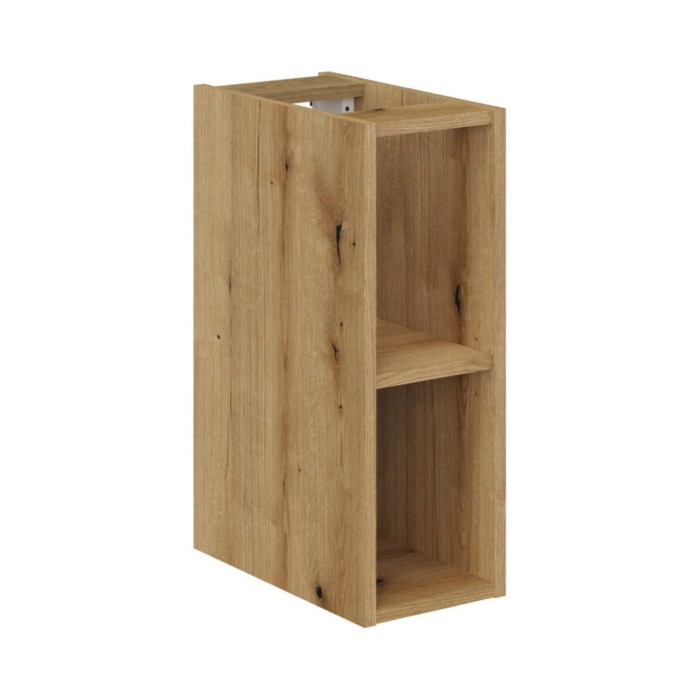 Insieme sospeso VANO blu denim e rovere chiaro 140cm: mobili sotto lavabo con cassetti e nicchie a vista + piano per lavabo