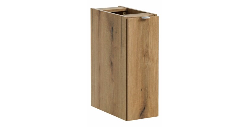 Conjunto suspendido VANO azul denim y roble claro 130cm: muebles bajo lavabo con cajones y armarios + encimera para lavabo + col