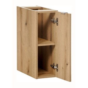 Conjunto suspendido VANO azul denim y roble claro 130cm: muebles bajo lavabo con cajones y armarios + encimera para lavabo + col