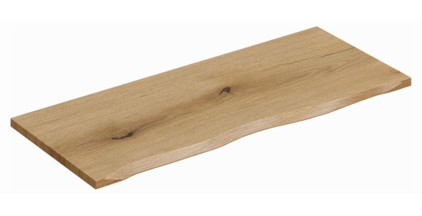 Conjunto suspendido VANO azul denim y roble claro 130cm: muebles bajo lavabo con cajones y armarios + encimera para lavabo + col