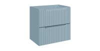 Meuble sous vasque à tiroirs bleu denim avec façade avant rainurée verticalement collection VANO 60cm