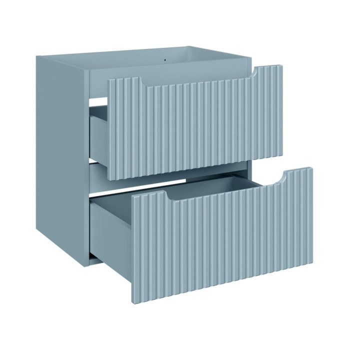 Insieme sospeso VANO blu denim e rovere chiaro 100cm: mobile sotto lavabo con cassetti e armadietti + piano per lavabo