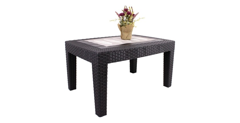 Salon de jardin KALVOR 2 places anthracite avec table basse et fauteuils 