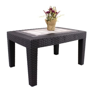 Salon de jardin KALVOR 2 places anthracite avec table basse et fauteuils 