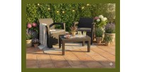 Salon de jardin KALVOR 2 places anthracite avec table basse et fauteuils 