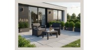 Salon de jardin KALVOR 2 places anthracite avec table basse et fauteuils 