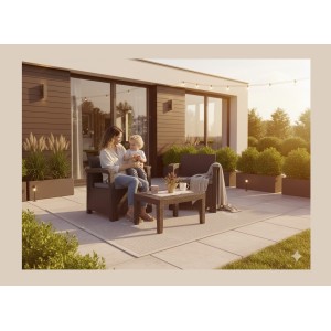 Salon de jardin KALVOR 2 places anthracite avec table basse et fauteuils 