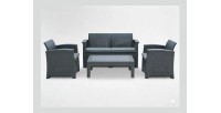 Salon de jardin NEROLIS 4 places anthracite avec canapé, fauteuils et table basse 