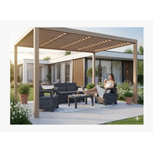 Salon de jardin NEROLIS 4 places anthracite avec canapé, fauteuils et table basse 