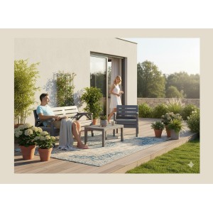 Salon de jardin SAVENNA 4 places anthracite avec canapé, fauteuils et table basse 