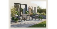 Salon de jardin SAVENNA 4 places anthracite avec canapé, fauteuils et table basse 