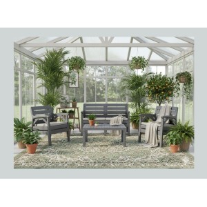 Salon de jardin SAVENNA 4 places anthracite avec canapé, fauteuils et table basse 