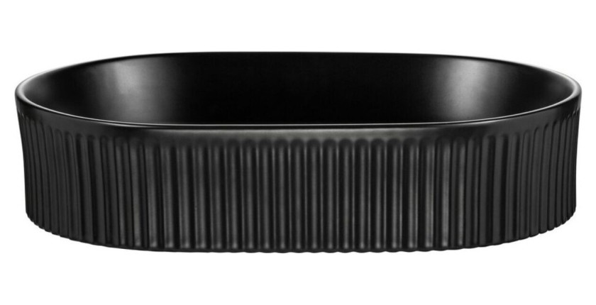 Conjunto VANO azul denim y roble claro 90cm: mueble bajo lavabo con cajones + encimera para lavabo + lavabo sobre encimera negro