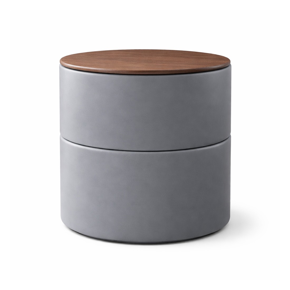 Table de chevet ronde style design collection THOMAS coloris gris et bois