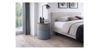 Table de chevet ronde style design collection THOMAS coloris gris et bois