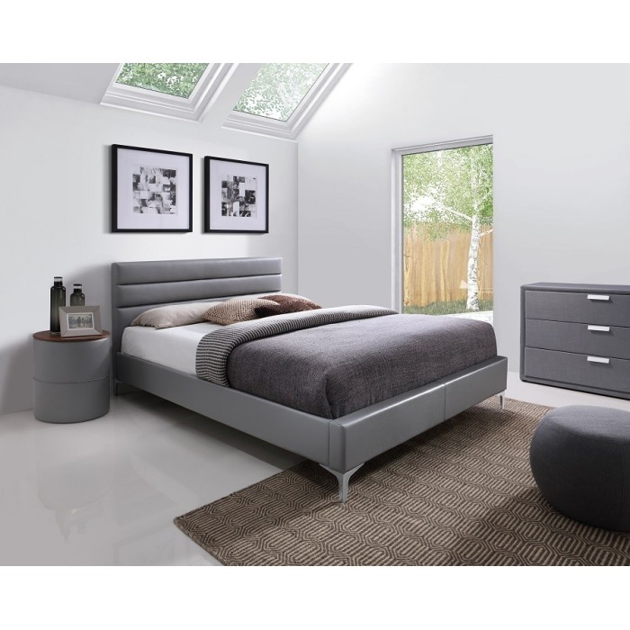 Table de chevet ronde style design collection THOMAS coloris gris et bois