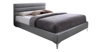 Lit avec sommier THOMAS 160x200 en simili cuir, coloris gris – 215 x 99,5 x 165 cm