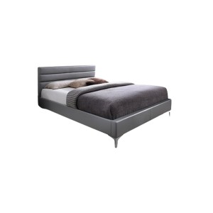 Lit avec sommier THOMAS 160x200 en simili cuir, coloris gris