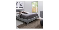 Lit avec sommier THOMAS 160x200 en simili cuir, coloris gris