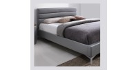 Lit avec sommier THOMAS 160x200 en simili cuir, coloris gris