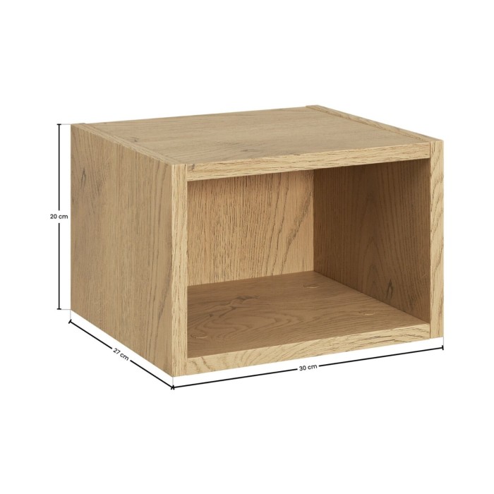 Colonna di stoccaggio OSTER 30cm – mobile sospeso bianco opaco con 1 porta e nicchia visibile in rovere chiaro