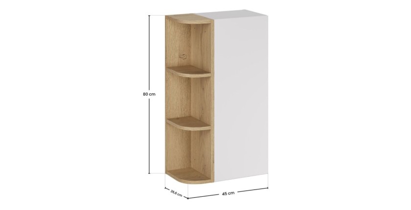 Ensemble de meuble de rangement 1 porte et 3 niches arrondies OSTER dimensions