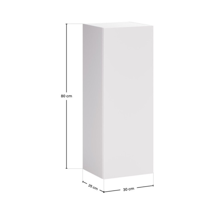 Mueble de almacenamiento OSTER 45cm – mueble colgante blanco mate 1 puerta y 3 nichos visibles redondeados aspecto roble claro