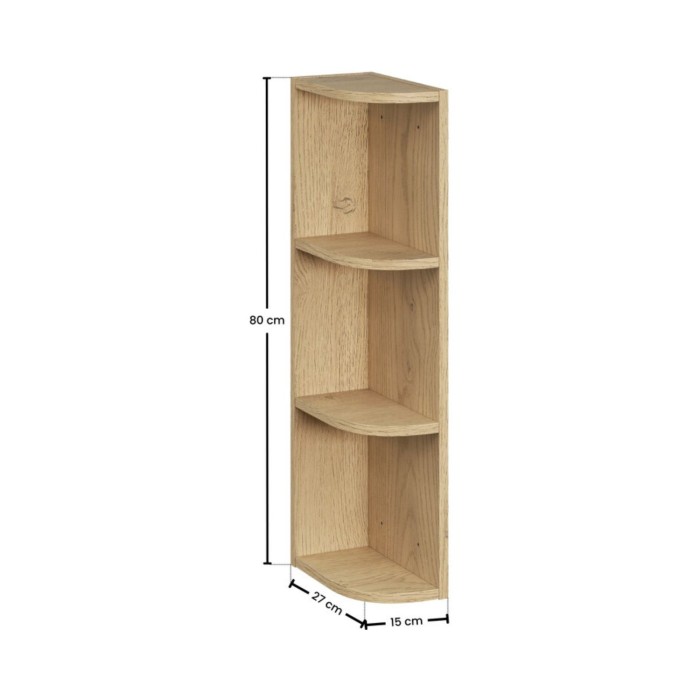 Muebles de almacenamiento modulares OSTER 45cm – muebles colgantes blanco 1 puerta y 6 nichos redondeados aspecto roble claro