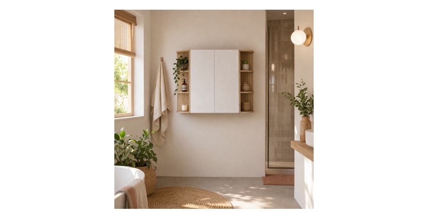 Ensemble de meubles de rangement 2 portes et 6 niches arrondies visibles OSTER configuration 2 mis en situation