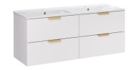 Ensemble OSTER 120cm blanc : meubles sous vasque à tiroirs et double vasque encastrée