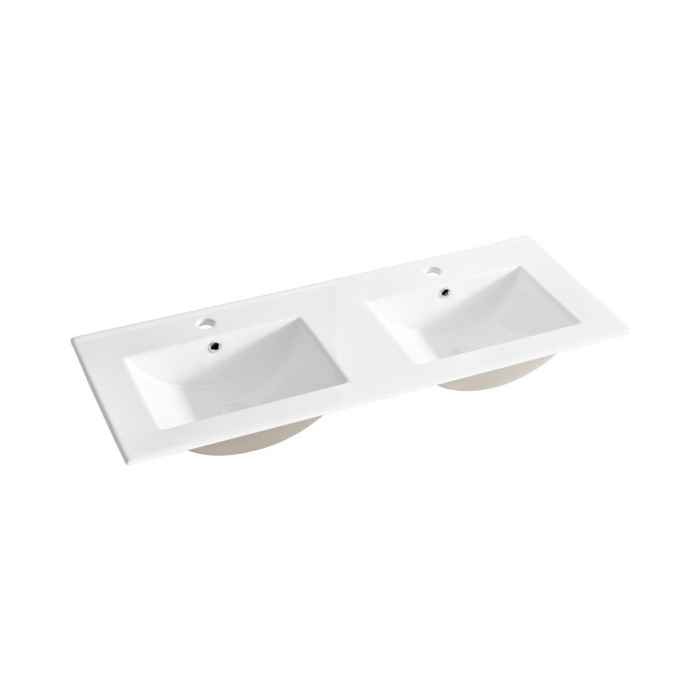Wandhängendes Badezimmer-Set OSTER 120cm: Unterschränke mit weißen Schubladen + Doppel-Einbauwaschtisch