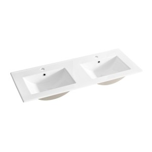 Double vasque encastrée en céramique blanche