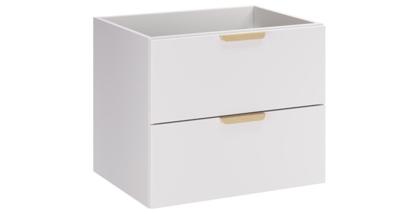 Meuble sous vasque OSTER blanc et poignées aspect chêne clair 60cm