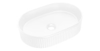 Vasque à poser en céramique blanche, ovale, rainurée verticalement