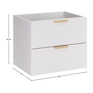 Meuble sous vasque OSTER blanc et poignées aspect chêne clair 60cm dimensions