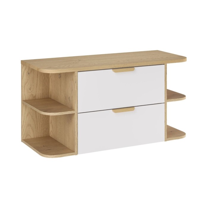 Conjunto de baño suspendido OSTER 100cm: muebles bajo lavabo con cajones y nichos visibles + encimera para lavabo