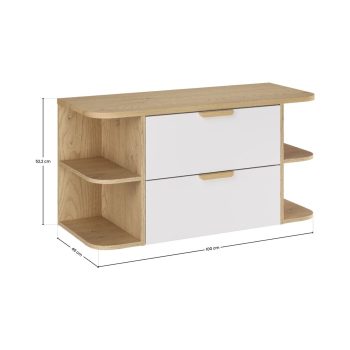 Conjunto de baño suspendido OSTER 100cm: muebles bajo lavabo con cajones y nichos visibles + encimera para lavabo