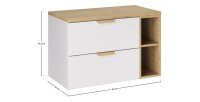 Ensemble OSTER blanc et chêne 100cm : meuble sous vasque à tiroirs, niches visibles et plan pour vasque droit dimensions