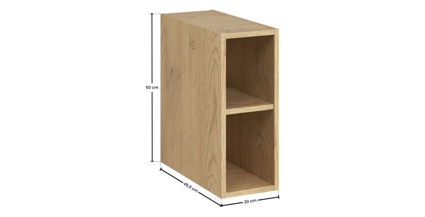 Meuble sous vasque aspect chêne clair avec 2 niches visibles dimensions