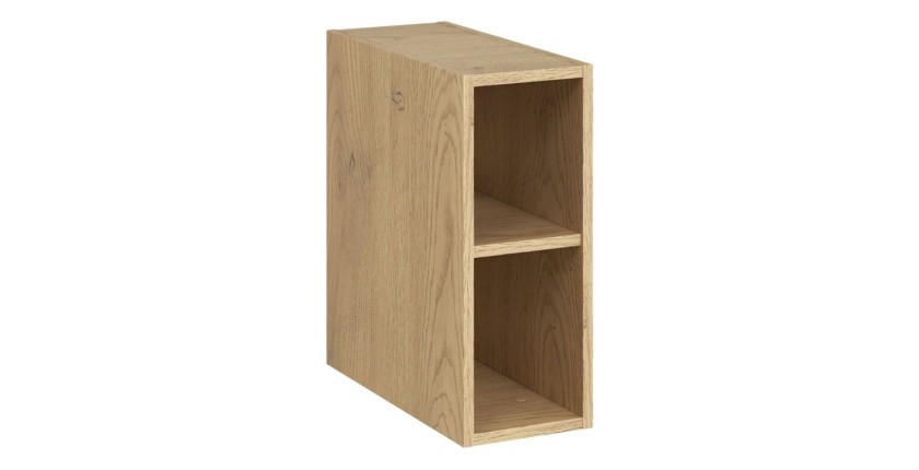 Meuble sous vasque aspect chêne clair avec 2 niches visibles
