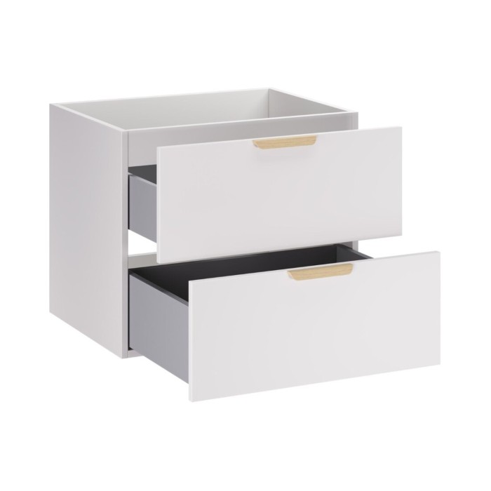 Conjunto de baño suspendido OSTER 80cm: muebles bajo lavabo con cajones y nichos visibles + encimera para lavabo