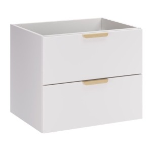 Badezimmer-Set OSTER 60cm: Unterschrank mit Schubladen + Platte für Waschbecken + aufgesetztes weiß marmoriertes Waschbecken