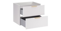 Meuble sous vasque OSTER blanc et poignées aspect chêne clair 60cm ouvert