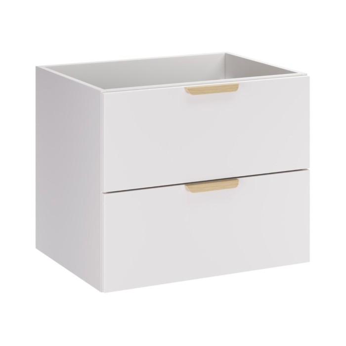 Meuble sous vasque OSTER blanc et poignées aspect chêne clair 60cm