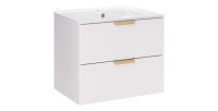 Ensemble OSTER blanc 60cm : meuble sous vasque à tiroir et vasque encastrée blanche