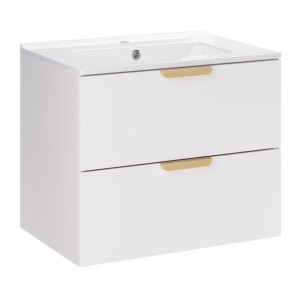 Ensemble OSTER blanc 60cm : meuble sous vasque à tiroir et vasque encastrée blanche