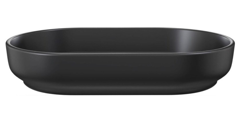 Vasque à poser en céramique noire ovale vue de face