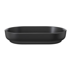 Vasque à poser en céramique noire ovale vue de face