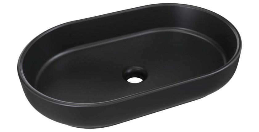 Vasque à poser en céramique noire ovale