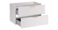 Meuble sous vasque OSTER blanc et poignées aspect chêne clair 80cm ouvert
